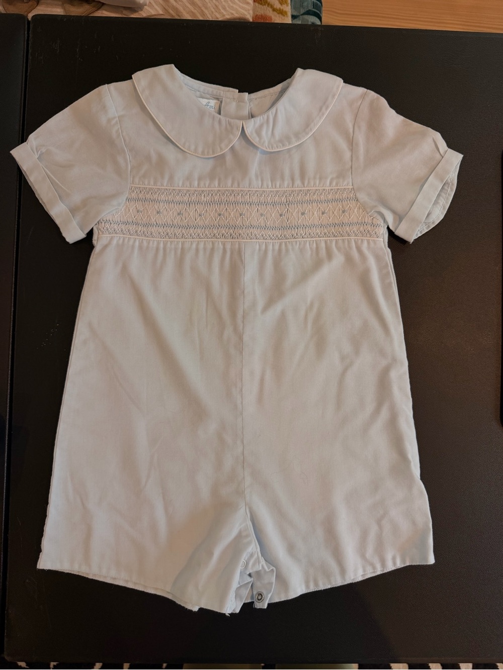 Petit Ami Light Blue Peter Pan Collar Romper